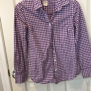 Purple/white check J Crew perfect shirt